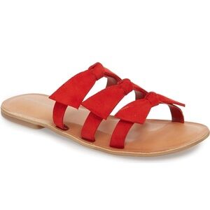 Jeffrey Campbell Atone Bow Suede Leather Sandals size 9 in Red